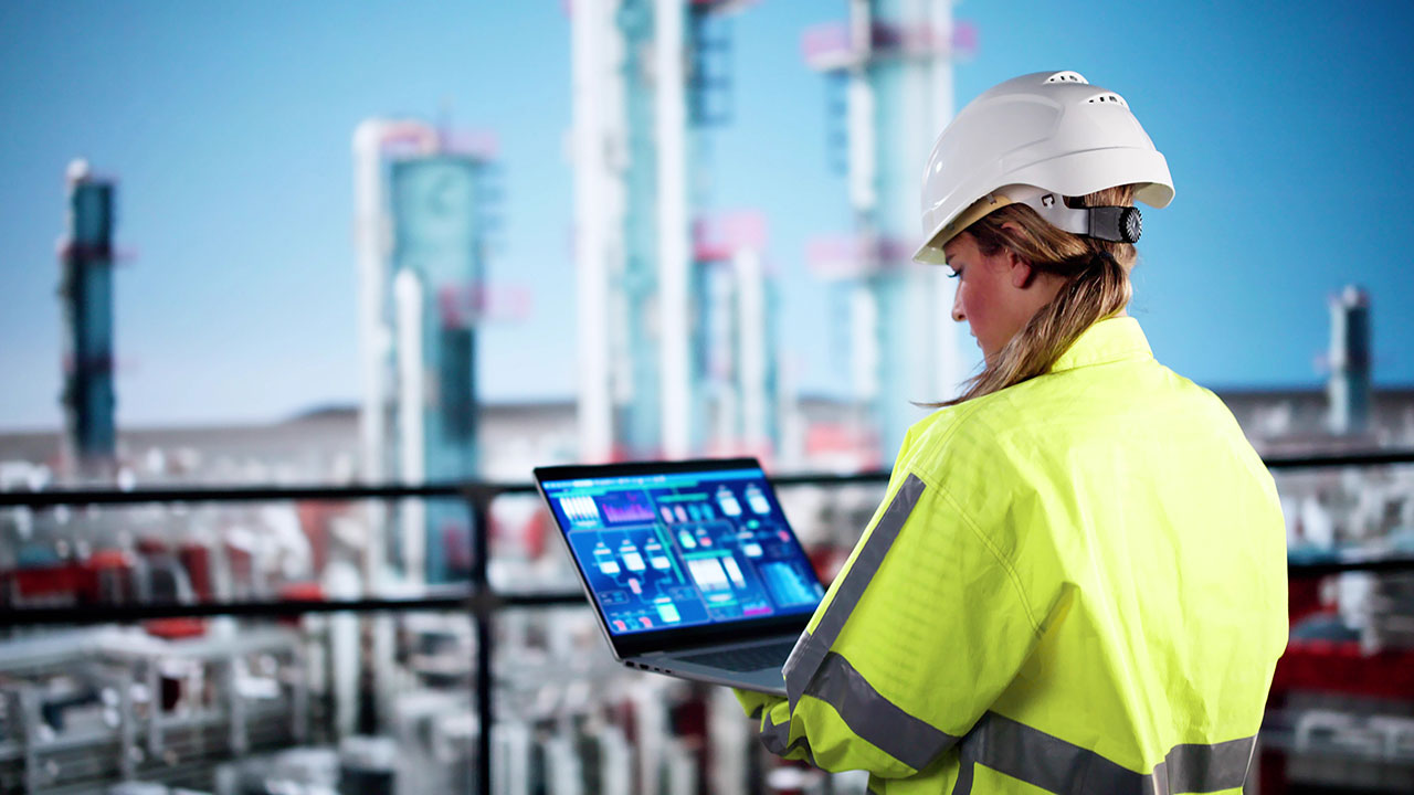 Utilities worker managing a SCADA system