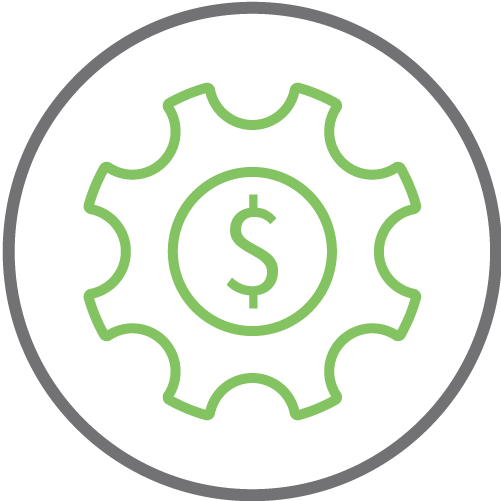 Dollar sign inside gear