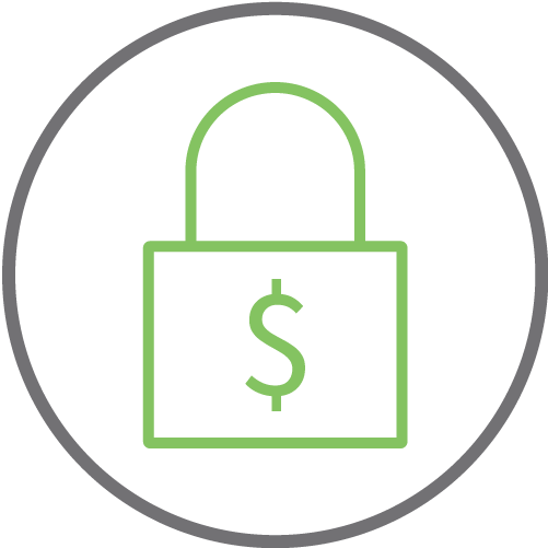 Dollar sign inside lock